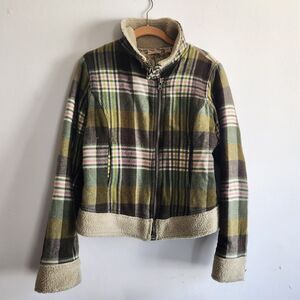 Free People plaid jzip up acket Size M wool blend gorpcore grunge retro pockets
